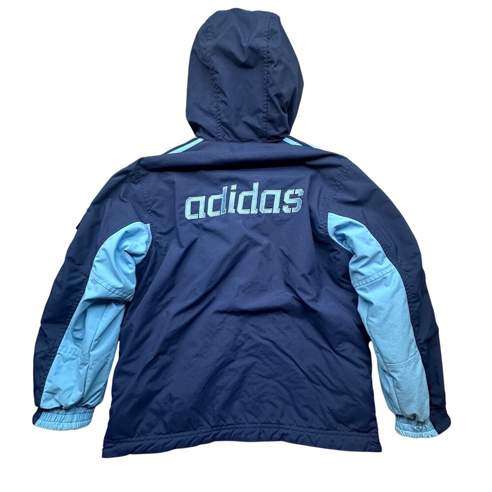 Vintage Adidas Fleece Reversible Hooded Full Zip Jacket Womens Medium Baby Blue